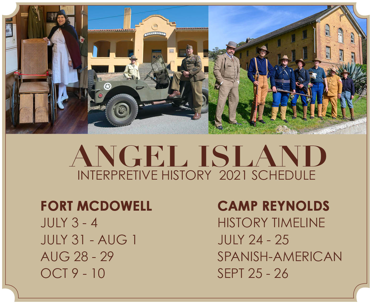 Angel Island Interpretive History - Camp Reynolds July 24-25 History Timeline (tentative)